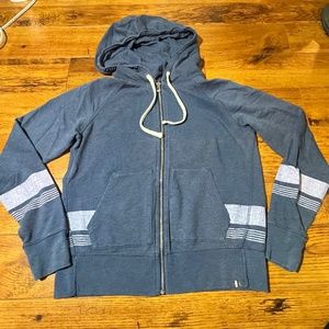 GAP Women's Hoodie - Essential Zip Up - True Indigo - Size M - Stripe